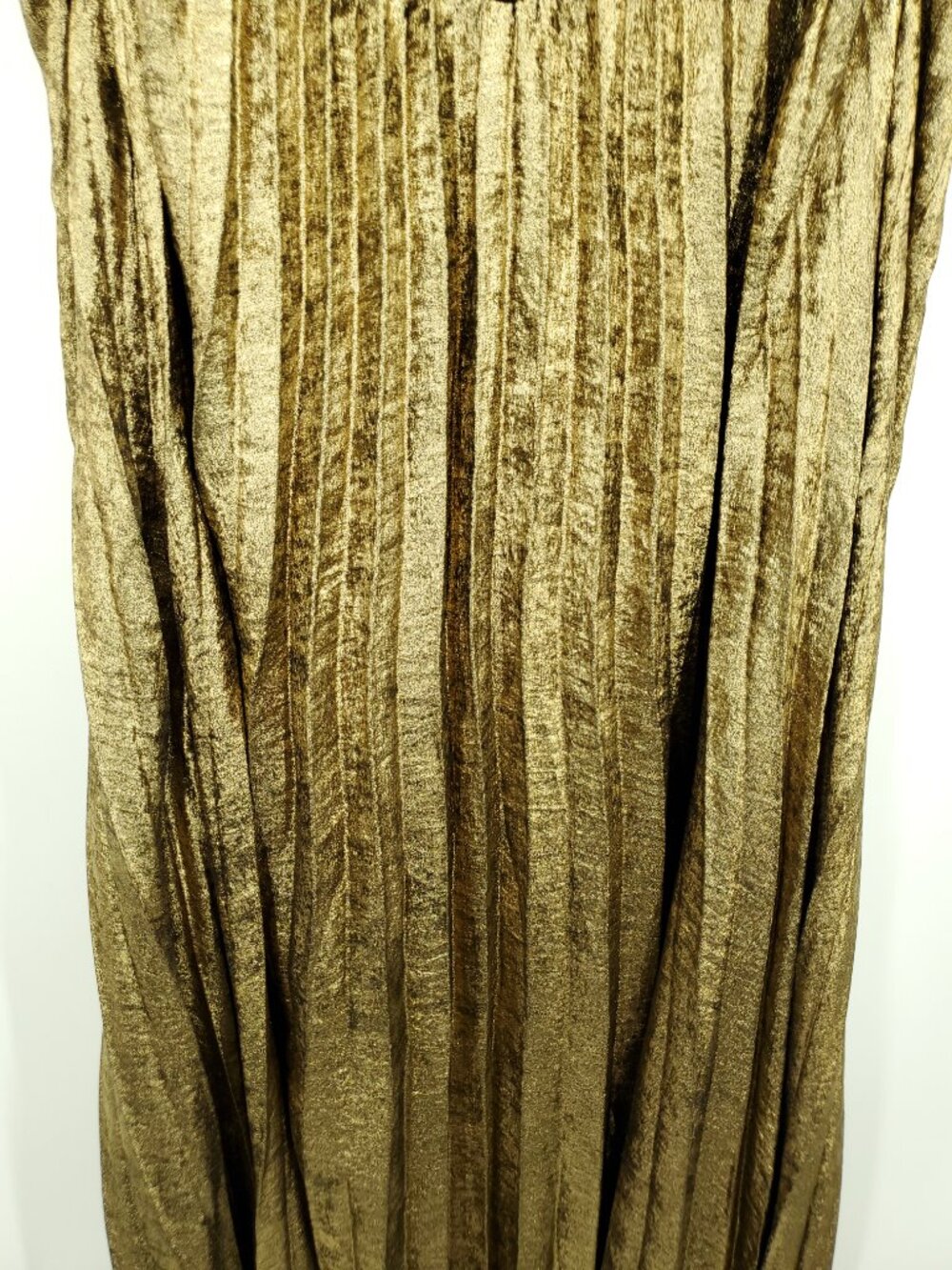 Lulus Gelsey Gold Lurex Pleated Halter Shift Maxi Dress L - Picture 12 of 16
